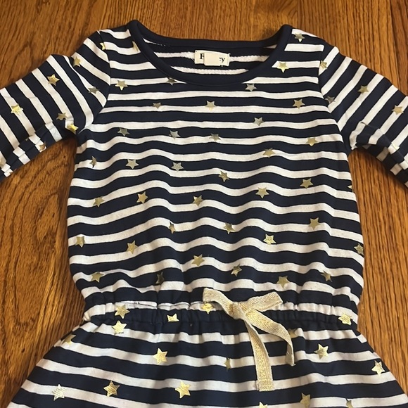 Hatley Girl’s Navy Striped Star Dress Size 5 - Picture 2 of 4